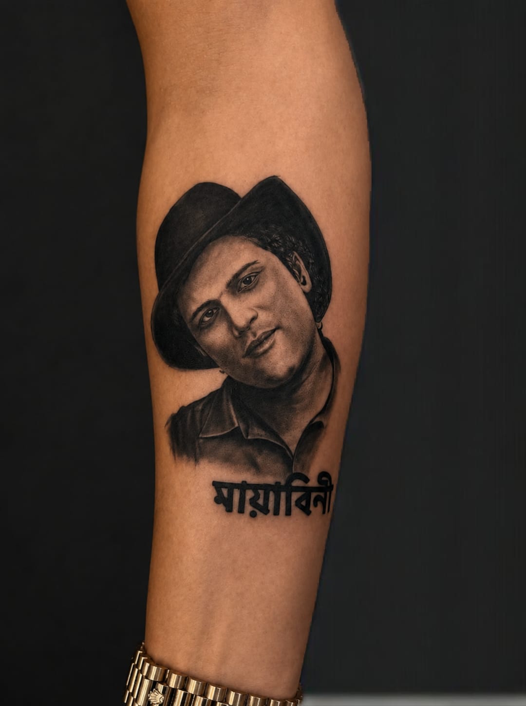 Custom Portrait Realism Marathi Actor Tattoo Design